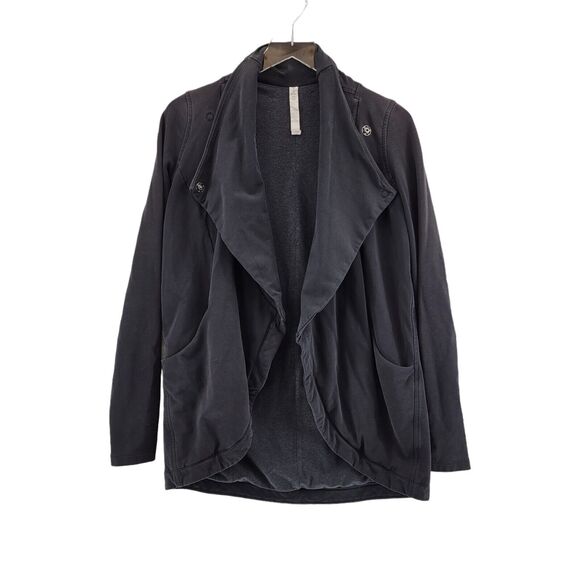 Lululemon "That's A Wrap" French Terry Tunic Jacket Size 4 Black Asymmetrical - Picture 3 of 11